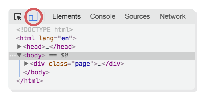 Screenshot: responsive icon in Chrome’s developer toolbar