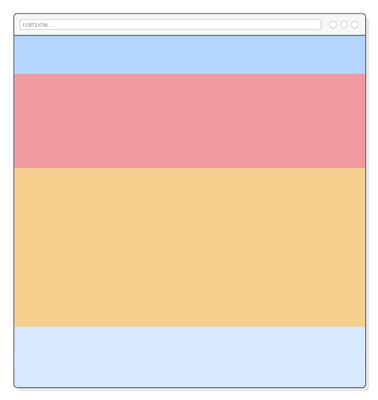 Web page with four colored blocks appearing vertically one after another