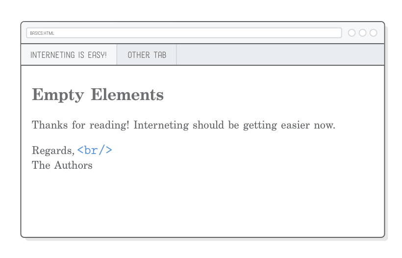 Web page highlighting an actual line break with the <br/> element
