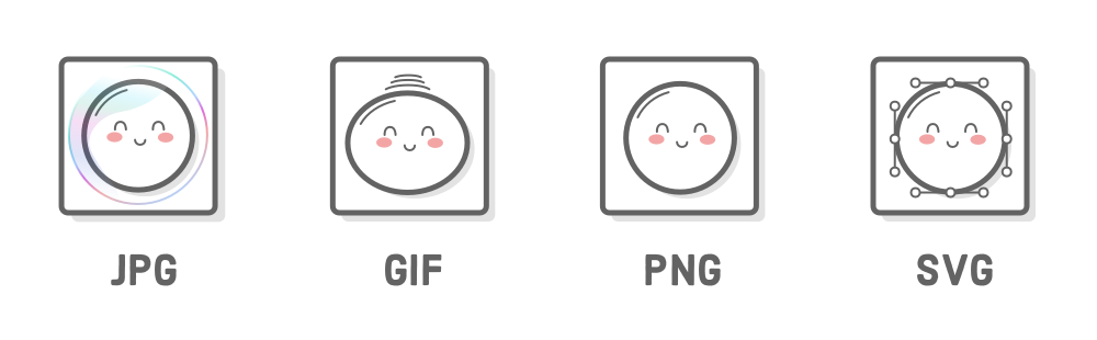 Diagram: JPG, GIF, PNG, and SVG example images