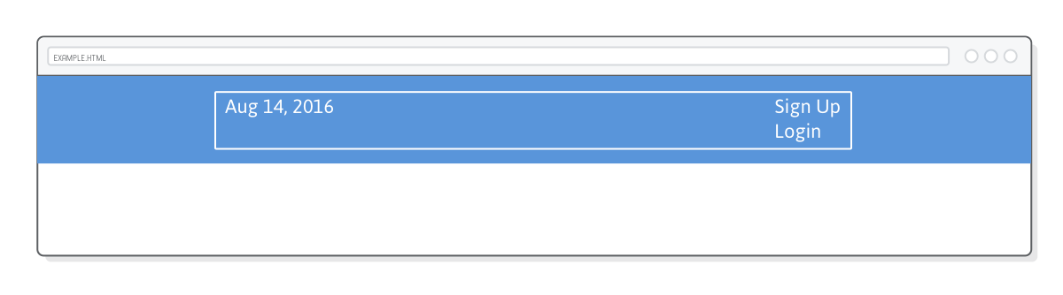 Web page showing two menu bar <li> items wrapped in a container <div>