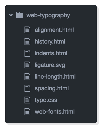 Screenshot: Atom’s file browser after unzipping the example project